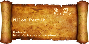 Milos Patrik névjegykártya